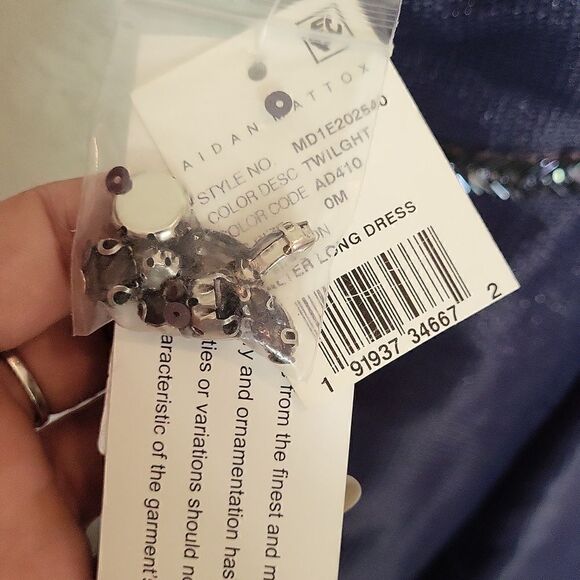 Aidan Mattox Twilight Blue Long Evening Gown Halter Maxi Dress, Size 0, NWT - Picture 12 of 14